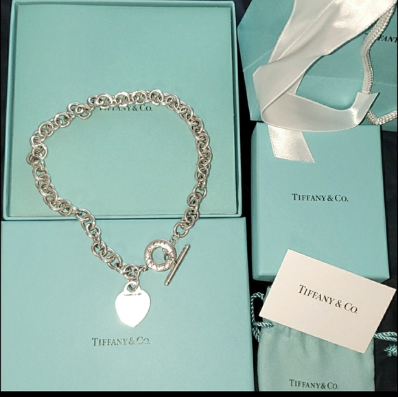 SOLD--Tiffany & Co Toggle Necklace with Heart Tag - Picture 6 of 12